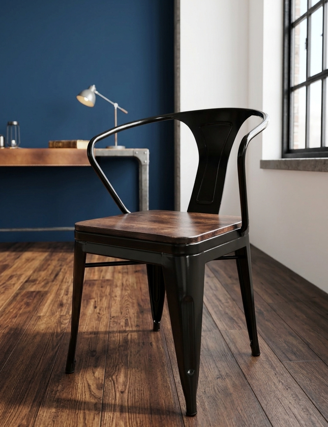 SILLA BOLTON YORK CON ASIENTO DE MADERA