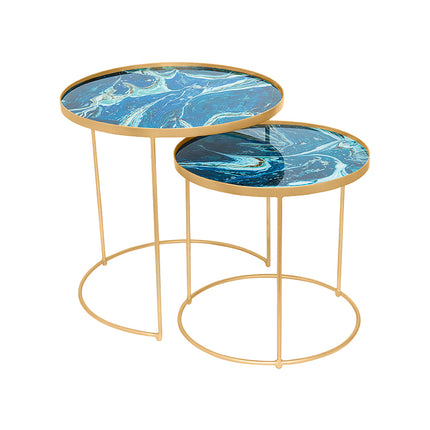 SET MESAS LATERALES DE METAL "INFINITO" 2 PZAS