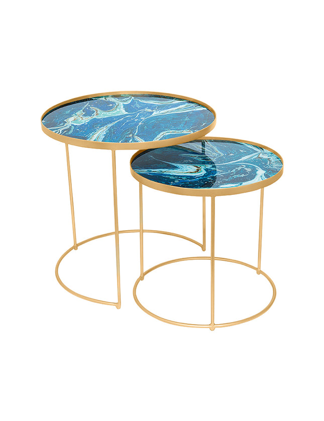 SET MESAS LATERALES DE METAL "INFINITO" 2 PZAS