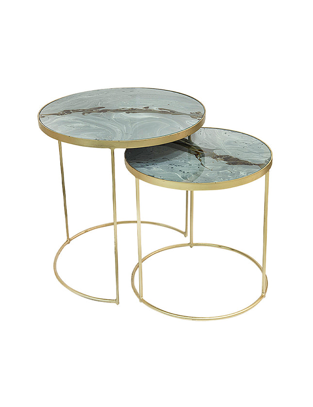 SET MESAS LATERALES DE METAL "INFINITO" 2 PZAS