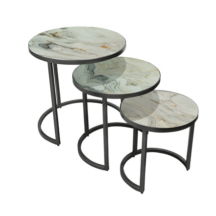 SET MESAS LATERALES DE METAL "INFINITO TRÍO" 3 PZAS