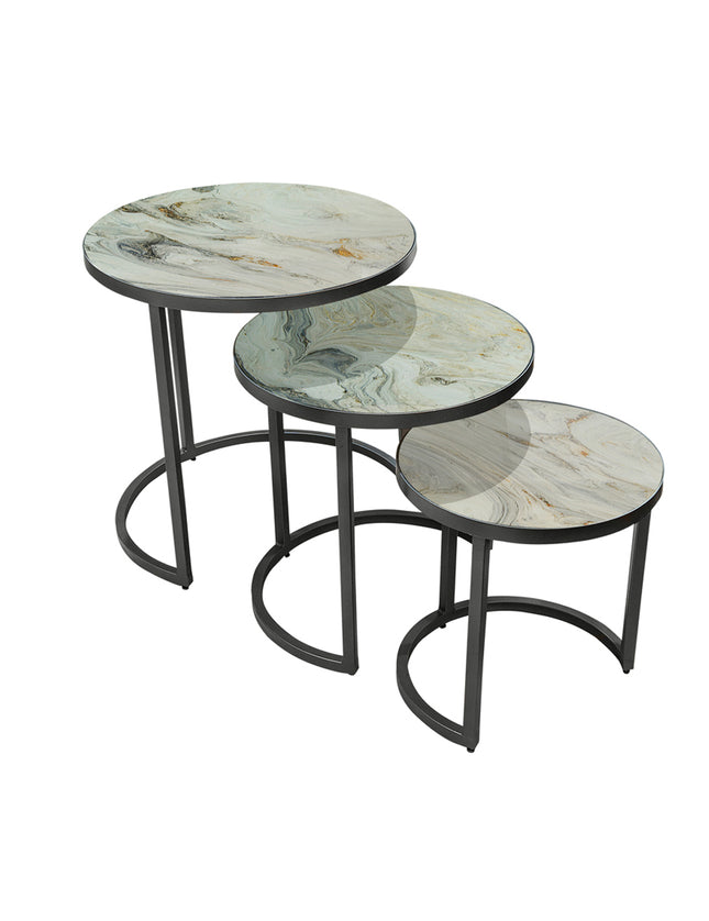 SET MESAS LATERALES DE METAL "INFINITO TRÍO" 3 PZAS