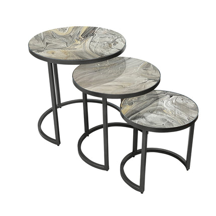 SET MESAS LATERALES DE METAL "INFINITO TRÍO" 3 PZAS