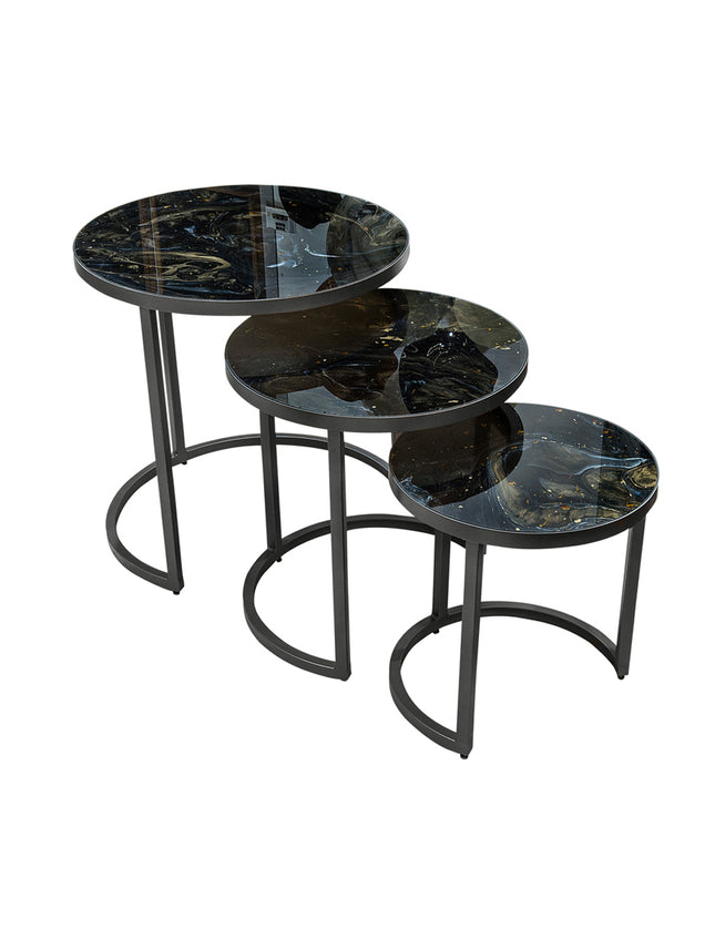 SET MESAS LATERALES DE METAL "INFINITO TRÍO" 3 PZAS