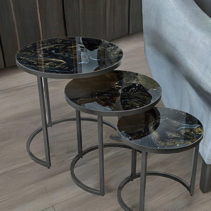 SET MESAS LATERALES DE METAL "INFINITO TRÍO" 3 PZAS