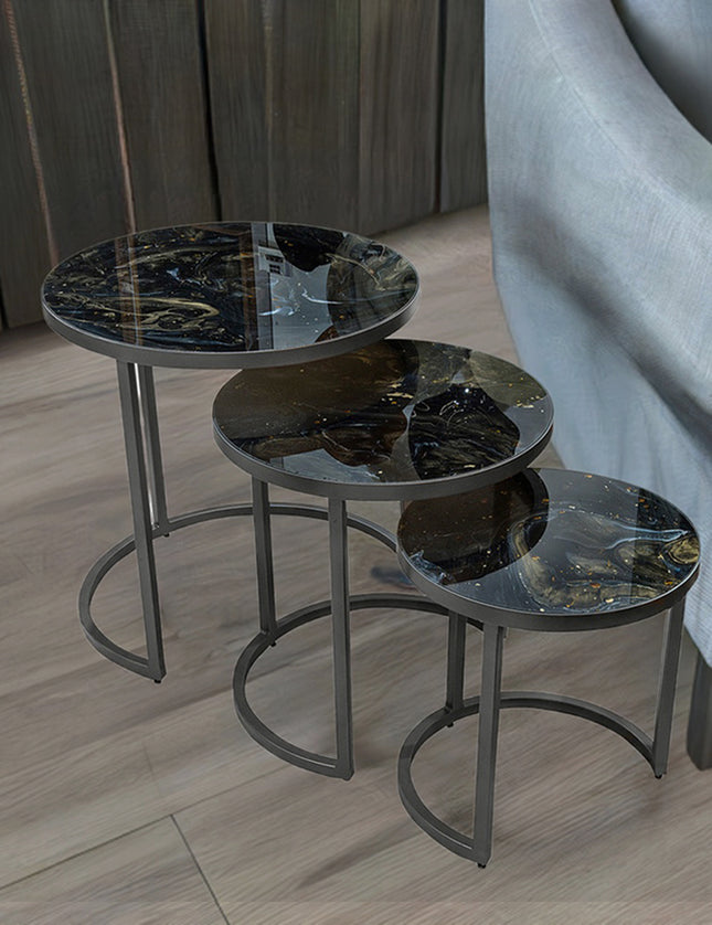 SET MESAS LATERALES DE METAL "INFINITO TRÍO" 3 PZAS