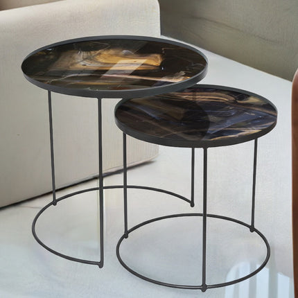 SET MESAS LATERALES DE METAL "INFINITO" 2 PZAS