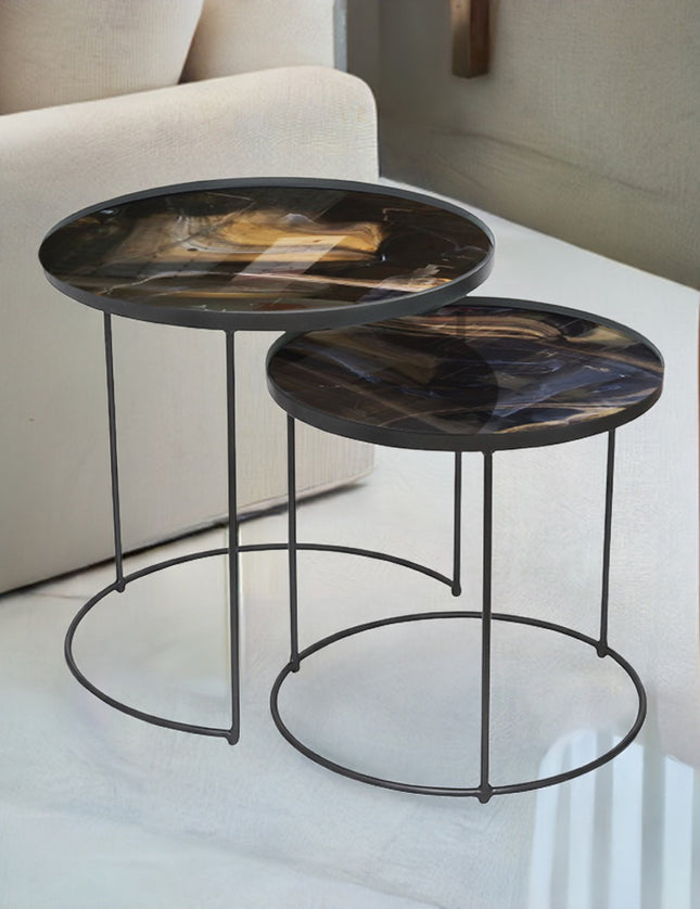 SET MESAS LATERALES DE METAL "INFINITO" 2 PZAS