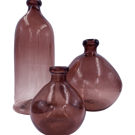 JGO JARRÓN BARROCO AMATISTA TRASLÚCIDO 3 PZAS