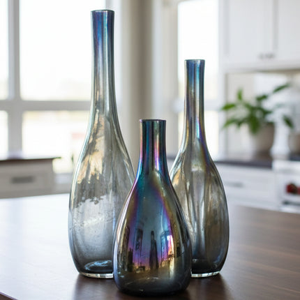 SET JARRONES TRIANGULAR LUSTRE 3 PZAS