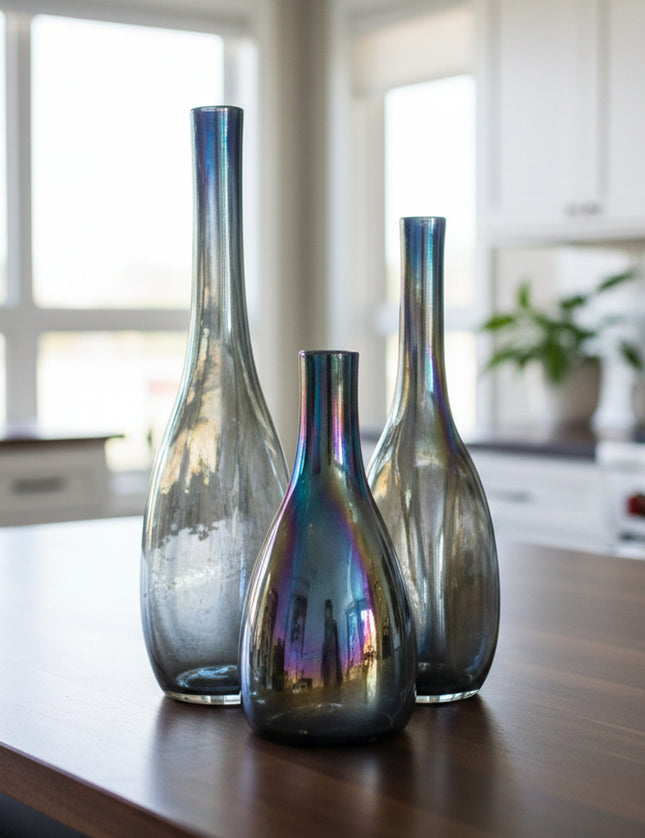 SET JARRONES TRIANGULAR LUSTRE 3 PZAS