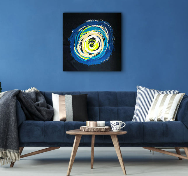 CUADRO ABSTRACTO REMOLINO COLORES - 56 X 56 CM