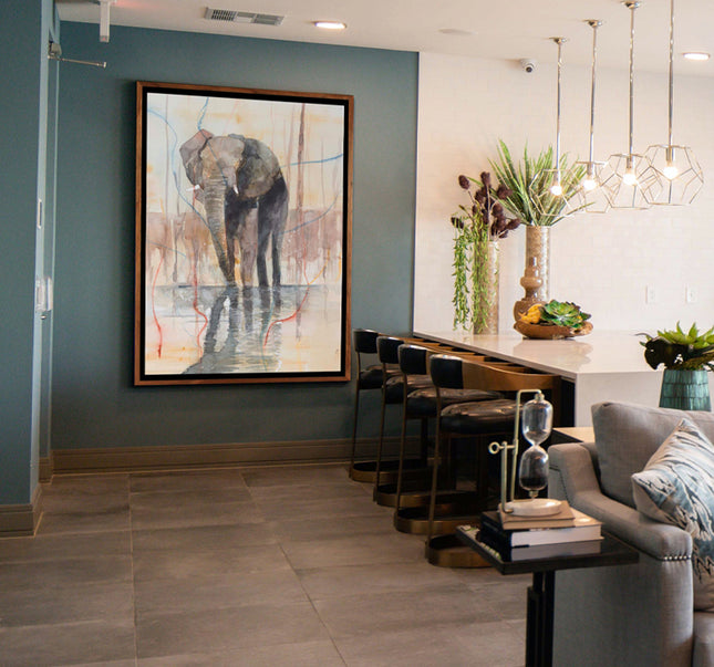 CUADRO WATERCOLOR ELEPHANT - 166 X 126 CM