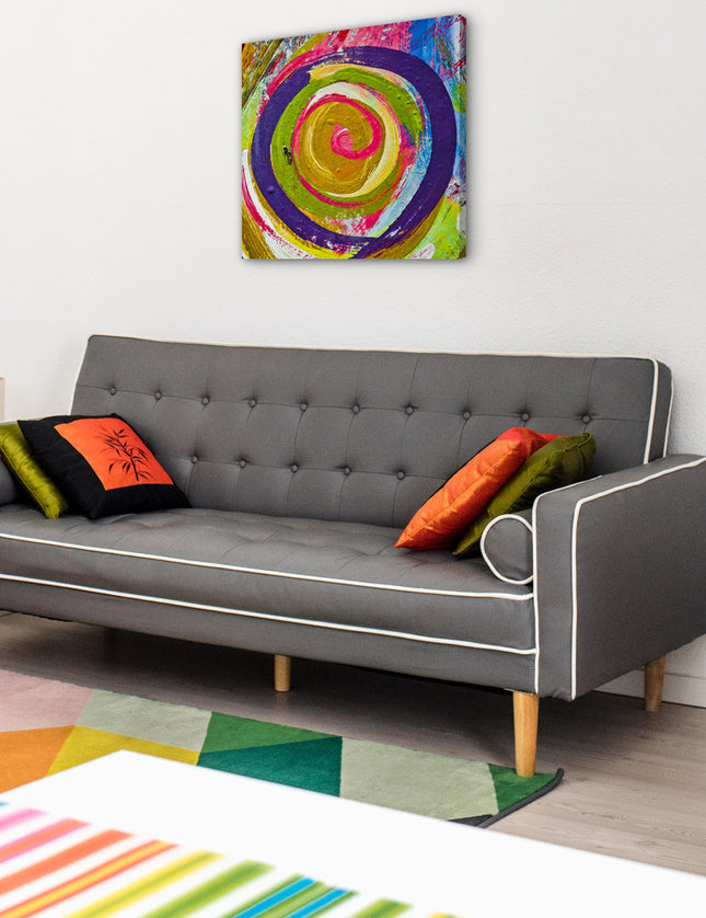 CUADRO ABSTRACTO REMOLINO ROSA - 56 X 56 CM