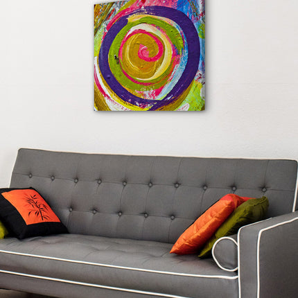 CUADRO ABSTRACTO REMOLINO ROSA - 56 X 56 CM