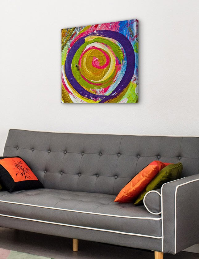 CUADRO ABSTRACTO REMOLINO ROSA - 56 X 56 CM