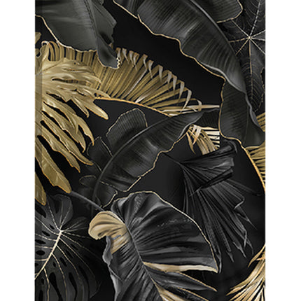 CUADRO HOJAS NEGRO DORADO - 86 X 56 CM
