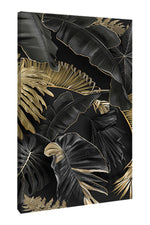 CUADRO HOJAS NEGRO DORADO - 86 X 56 CM