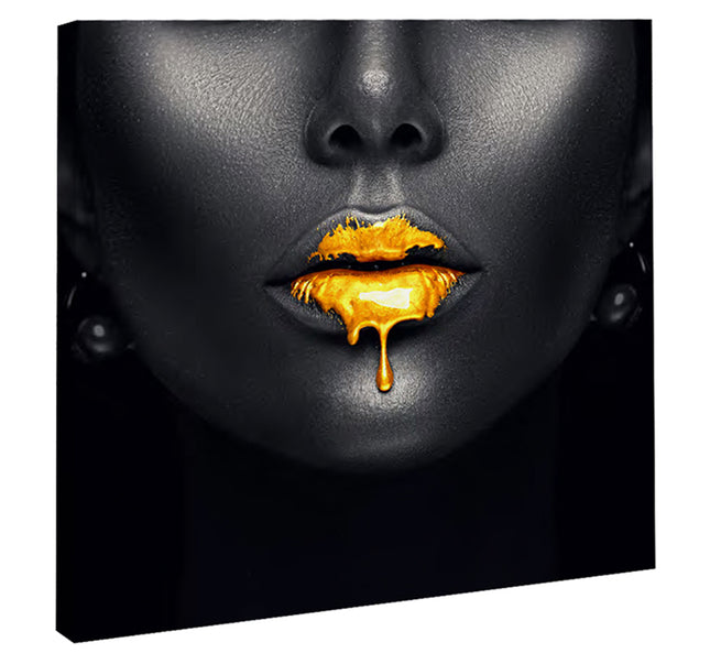CUADRO GOLDEN LIPS - 116 X 116 CM