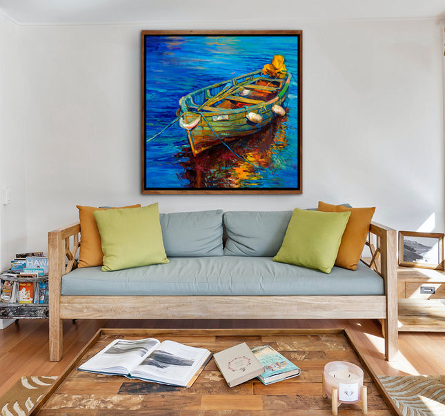 CUADRO BARCA IN ACQUA - 116 X 116 CM