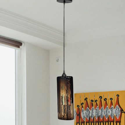 LÁMPARA CILINDRO C CHOCOLATE CROMO