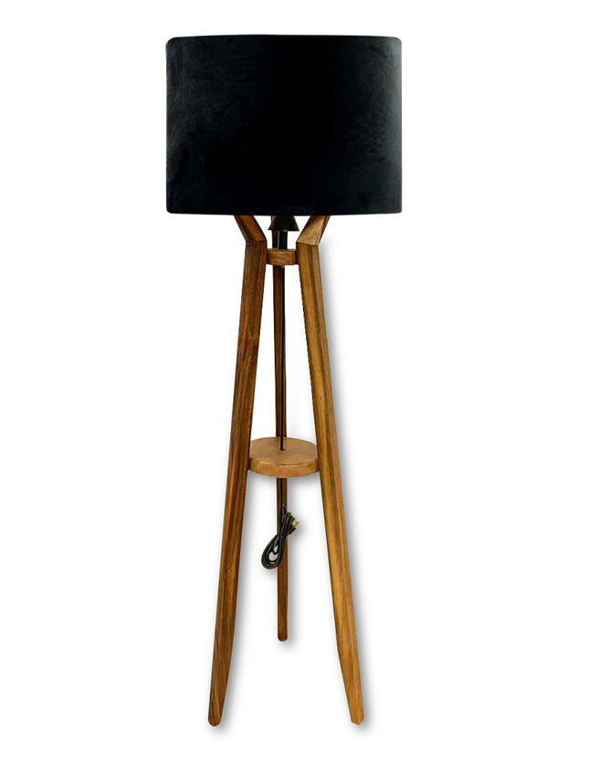 LÁMPARA DE PISO CON PAROTA PANTALLA NEGRA