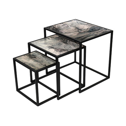 SET MESAS LATERALES DE METAL "LATINAS" 3 PZAS