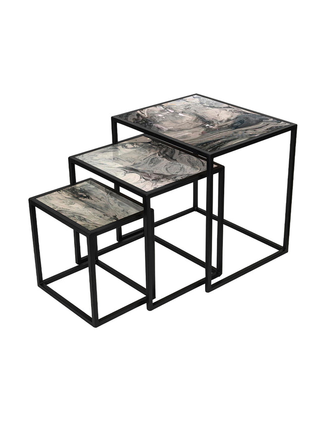 SET MESAS LATERALES DE METAL "LATINAS" 3 PZAS