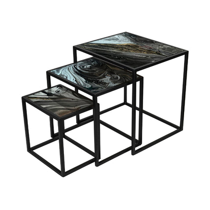 SET MESAS LATERALES DE METAL "LATINAS" 3 PZAS