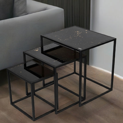 SET MESAS LATERALES DE METAL "LATINAS" 3 PZAS