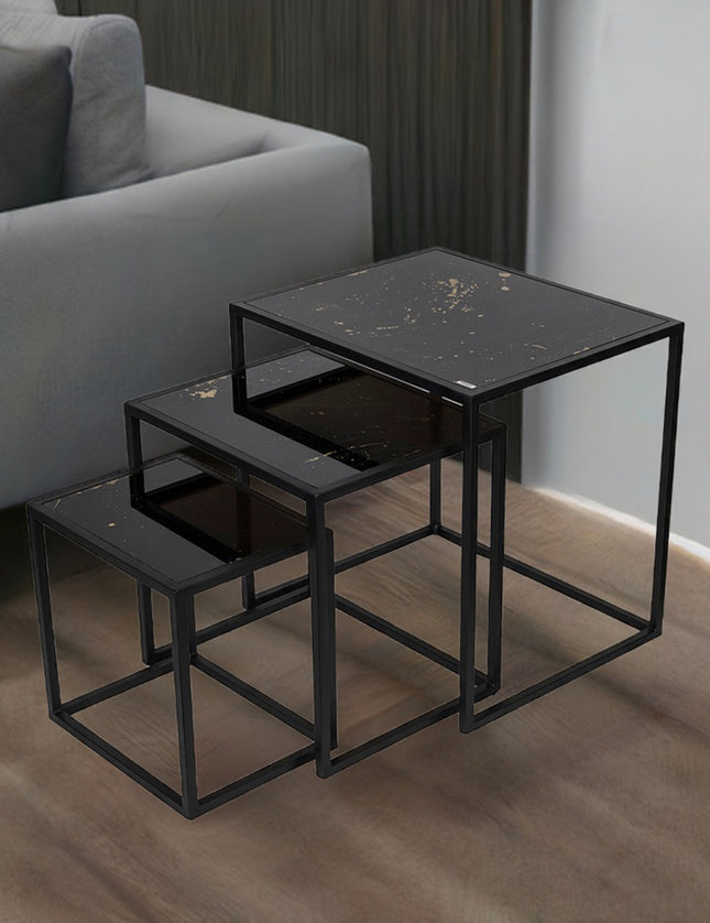 SET MESAS LATERALES DE METAL "LATINAS" 3 PZAS