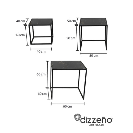 SET MESAS LATERALES DE METAL "LATINAS" 3 PZAS
