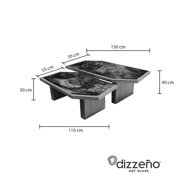 SET MESAS DE CENTRO DE PAROTA "LUCERNA" 2 PZAS ARK NOCHE DORADA