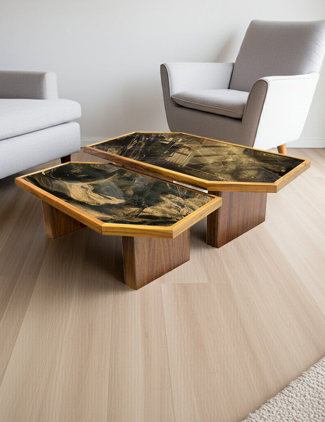 SET MESAS DE CENTRO DE PAROTA "LUCERNA" 2 PZAS ARK NOCHE DORADA