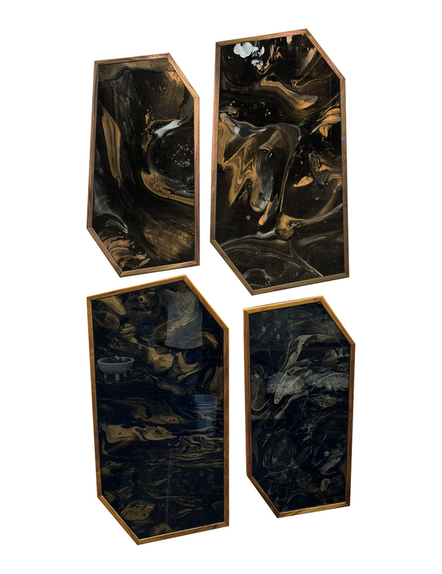 SET MARCOS LUCERNA 4 PZAS ARK NOCHE PLATEADA CON ORO