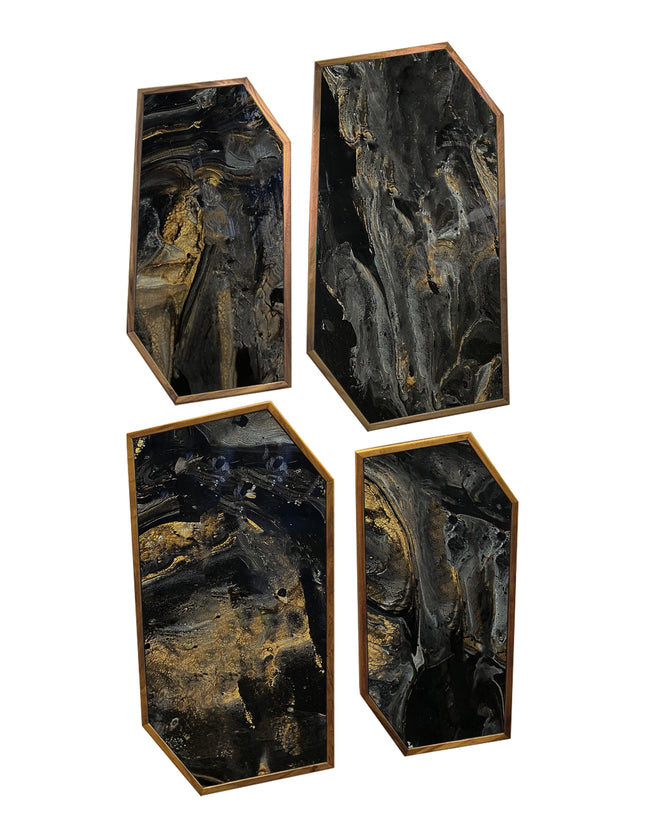 SET MARCOS LUCERNA 4 PZAS ARK NOCHE PLATEADA CON ORO