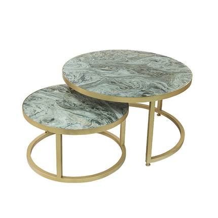SET MESAS DE CENTRO DE METAL "MARMEL INFINITO" 2 PZAS