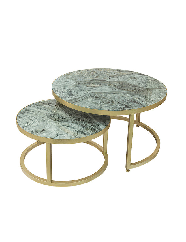 SET MESAS DE CENTRO DE METAL "MARMEL INFINITO" 2 PZAS