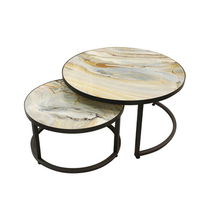SET MESAS DE CENTRO DE METAL "MARMEL INFINITO" 2 PZAS