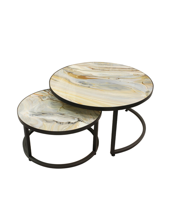 SET MESAS DE CENTRO DE METAL "MARMEL INFINITO" 2 PZAS