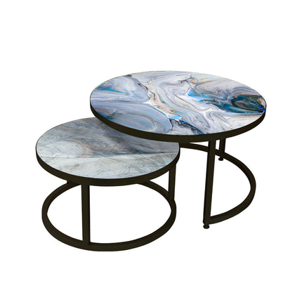 SET MESAS DE CENTRO DE METAL "MARMEL INFINITO" 2 PZAS