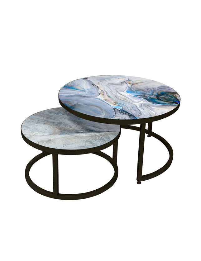 SET MESAS DE CENTRO DE METAL "MARMEL INFINITO" 2 PZAS
