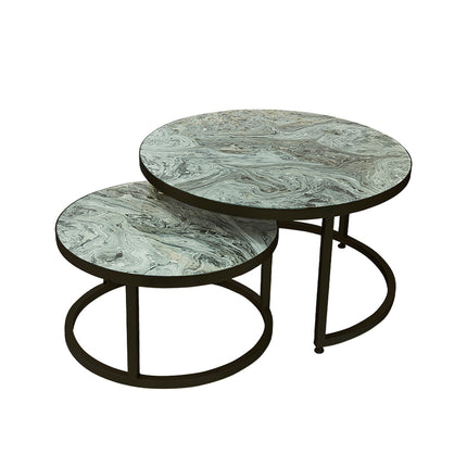 SET MESAS DE CENTRO DE METAL "MARMEL INFINITO" 2 PZAS