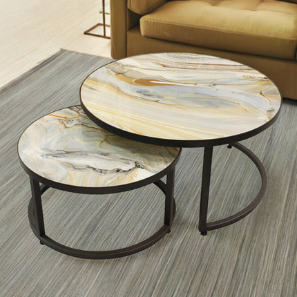SET MESAS DE CENTRO DE METAL "MARMEL INFINITO" 2 PZAS