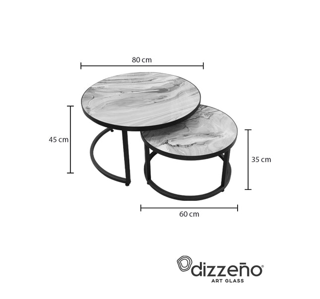 SET MESAS DE CENTRO DE METAL "MARMEL INFINITO" 2 PZAS