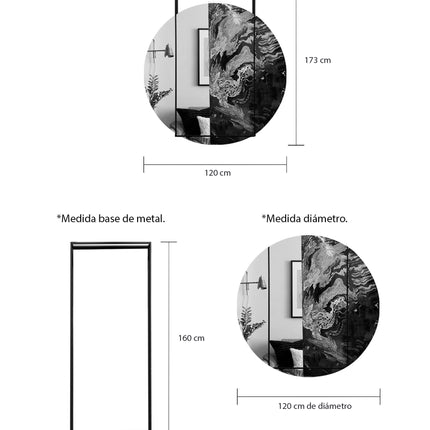 ESPEJO DIÁMETRO RAFAELO 1.20 M ARK NOCHE DORADA + ESPEJO