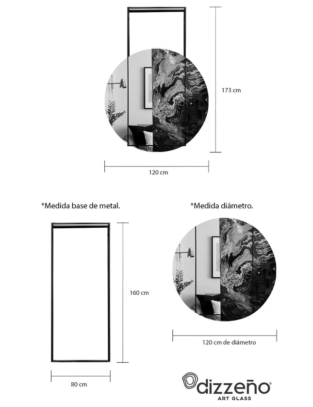 ESPEJO DIÁMETRO RAFAELO 1.20 M ARK NOCHE DORADA + ESPEJO