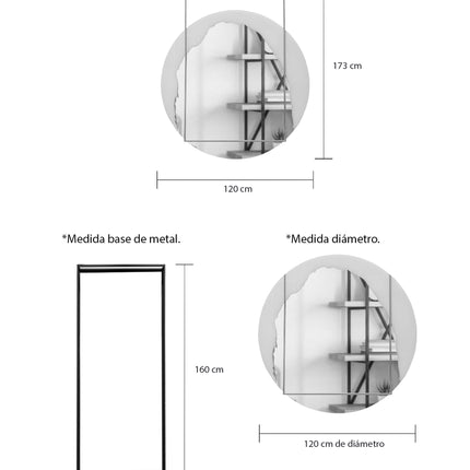 ESPEJO DIÁMETRO RAFAELO 1.20 M ESPEJO AL CENTRO