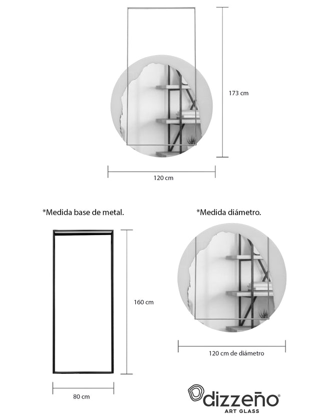 ESPEJO DIÁMETRO RAFAELO 1.20 M ESPEJO AL CENTRO