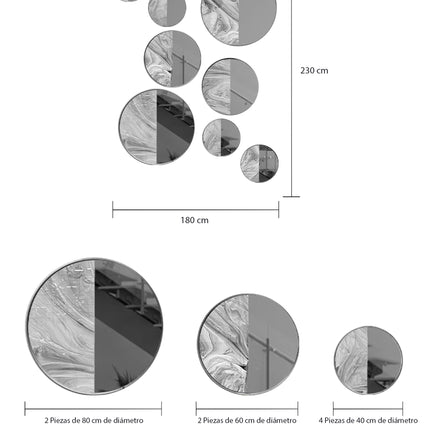 SET TANGENTES RESINA + ESPEJO 8 PZAS